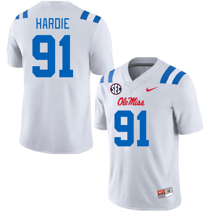 Men #91 Chris Hardie Ole Miss Rebels 2024 New Uniforms College Football Jerseys Stitched-White